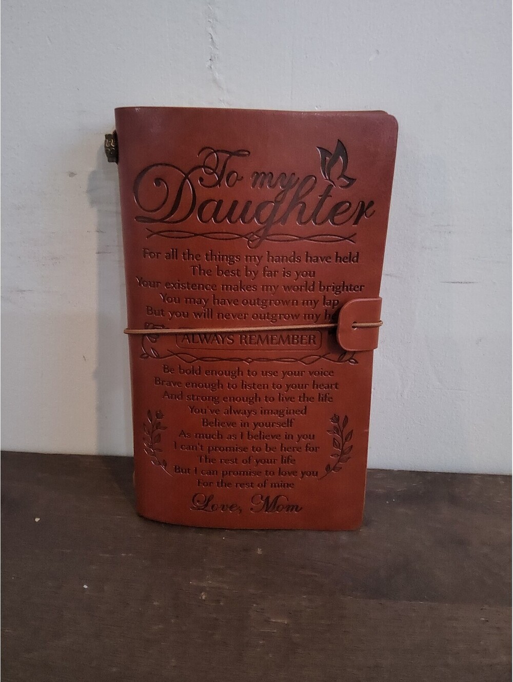 To My Daughter Faux Leather Refillable Journal Mom Gift Brown Keepsake Notebook
